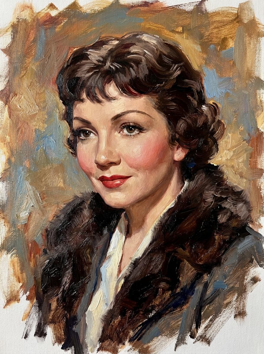Claudette Colbert — painted portrait