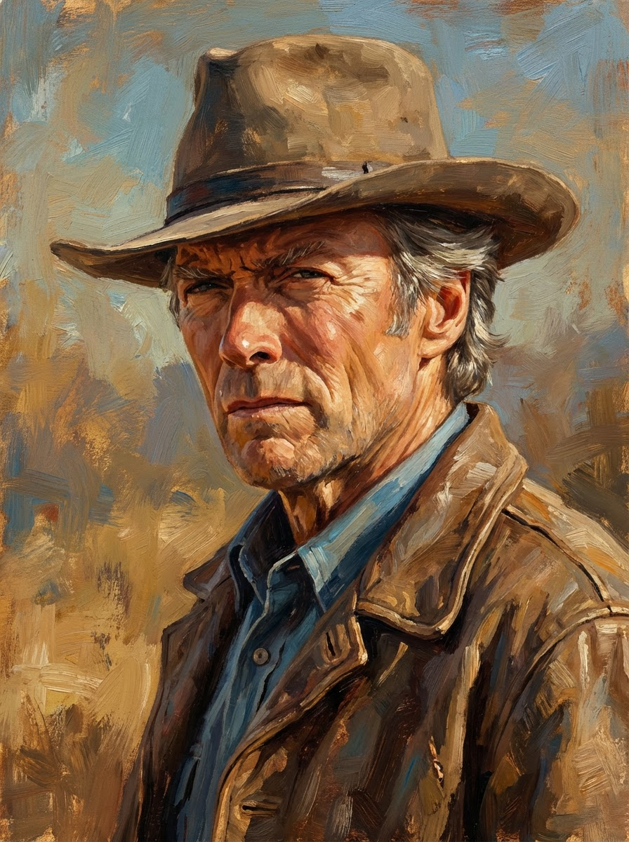 Clint Eastwood — painted portrait